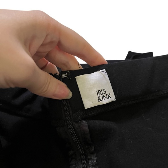 Iris & Ink Asymmetrical Midi Pencil Skirt Viscose Blend Women Black US 6 - Picture 5 of 6